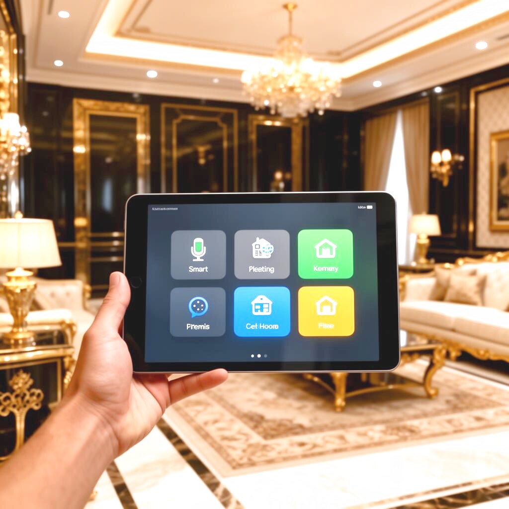 Accessible smart home control on a tablet in a warm dignified home